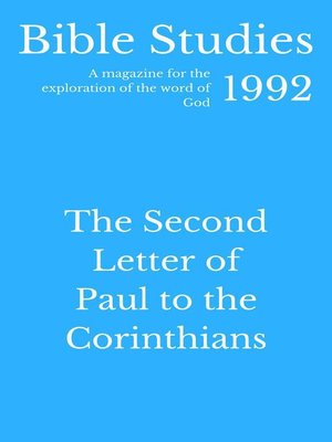 cover image of Bible Studies 1992--The Second Letter of Paul to the Corinthians